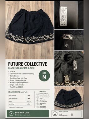 Future collective women’s embroidered skirt NWT size medium MSRP $36